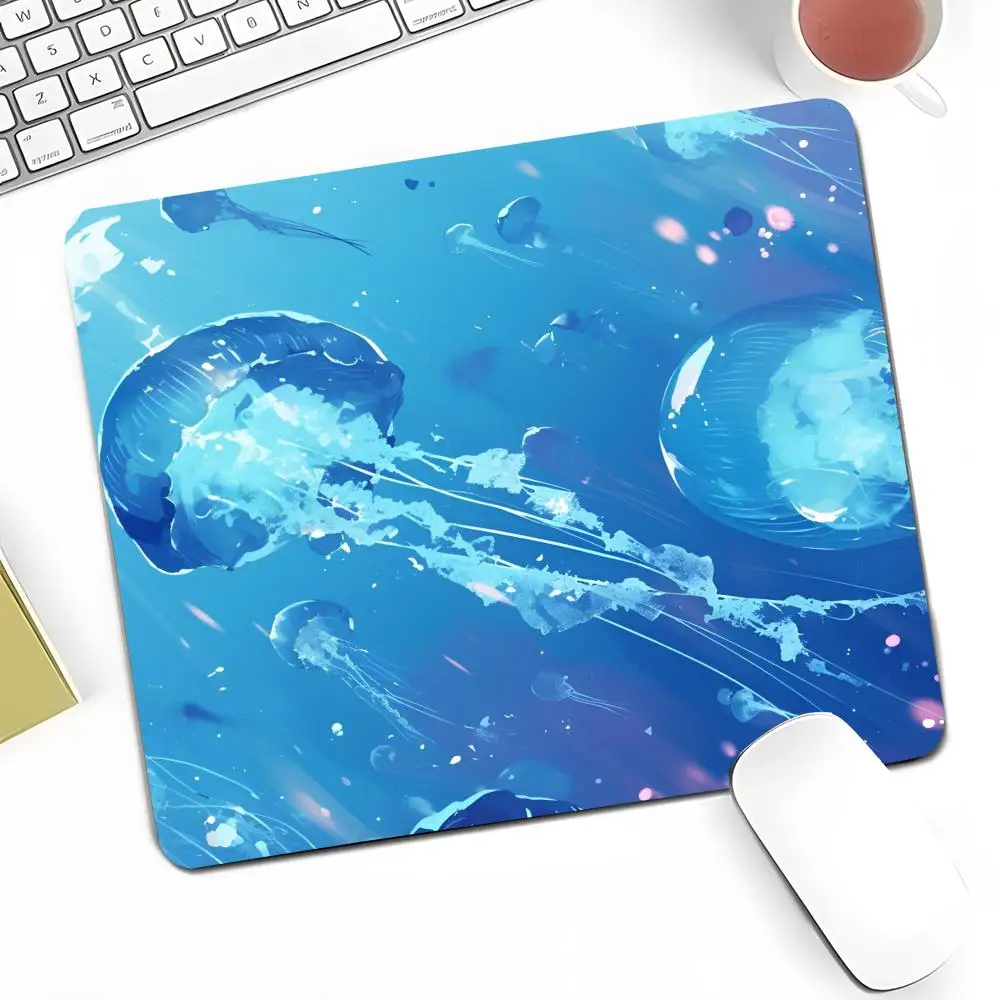 Blue jellyfish Mouse Pad Anime Game Mouse Pad High Quality Small Desk Pad Rubber Laptop Desk Pad