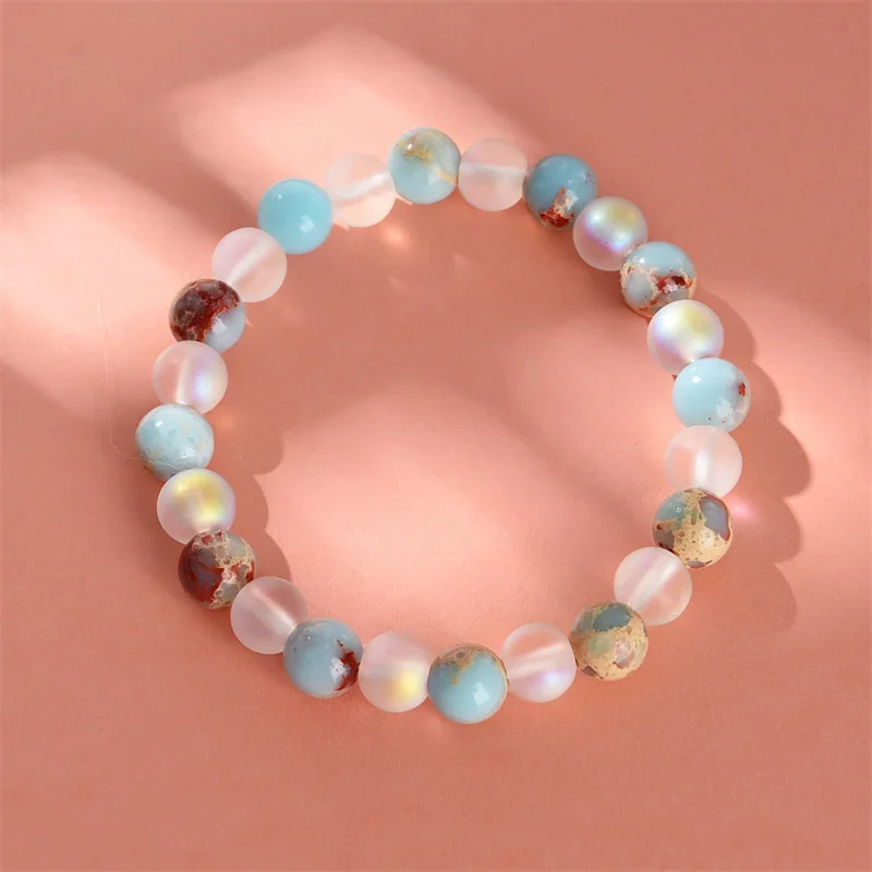 1 قطعة دي نبضية دي cuentas de cuarzo aura y sedimentos oceánicos - للجنسين - Joyeria de cristal homog - Trae la abundancia