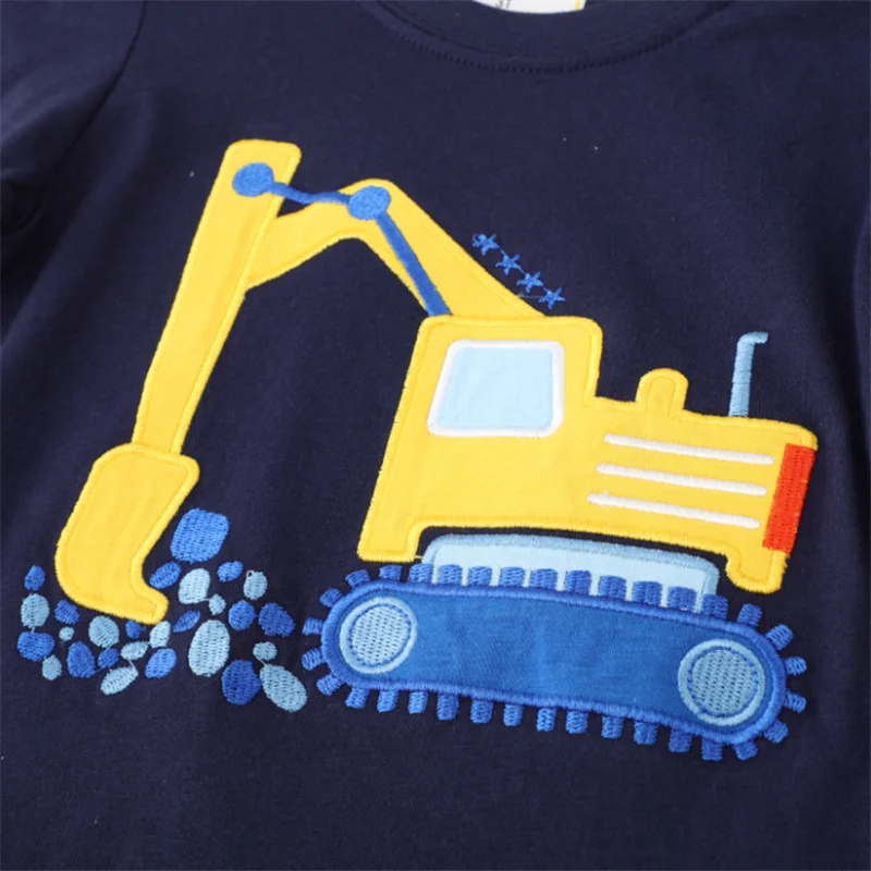 Meter springen 2-7T Auto's met lange mouwen Borduren Jongens T-shirts Herfst Winter Kinderkleding Applique Mode Kindertops