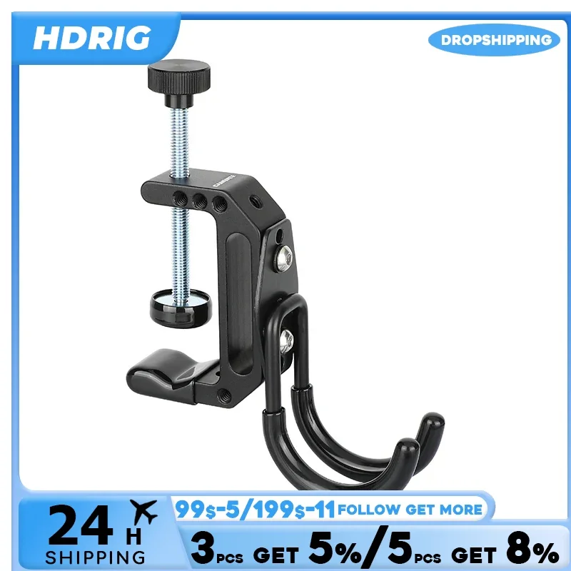 HDRIG Heavy Duty Wall Hanging Hook For Tool Storage + Extended Super C Clamp With 1/4