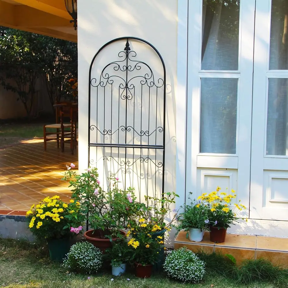 Elegant Outdoor Metal Wall Panel, 70.8 H x 25.6 W, for Climbing Plants and Vines, Adds Decorative Accent to Garden