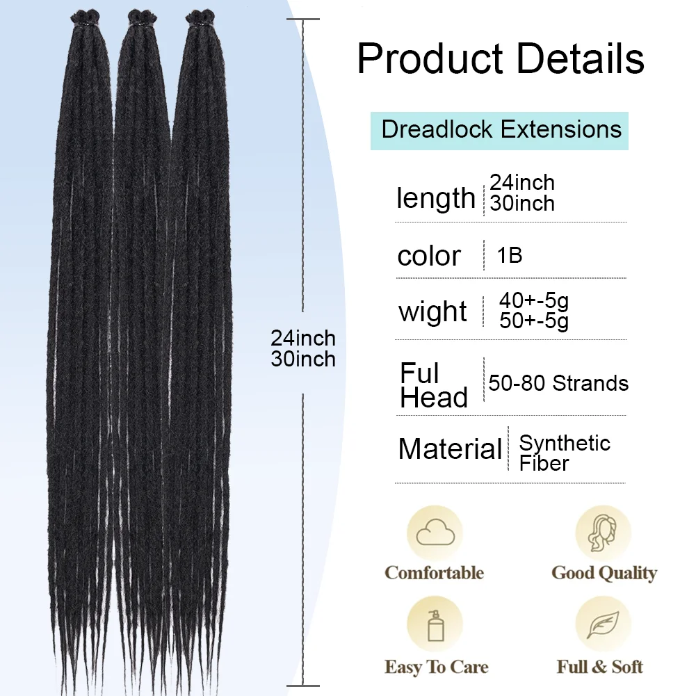 Synthetic Dreadlock Extensions 10 Root/pack Hippie Single Ended Dreads Ombre Loc Extensions 24/30 inch Reggae Style Crochet Hair