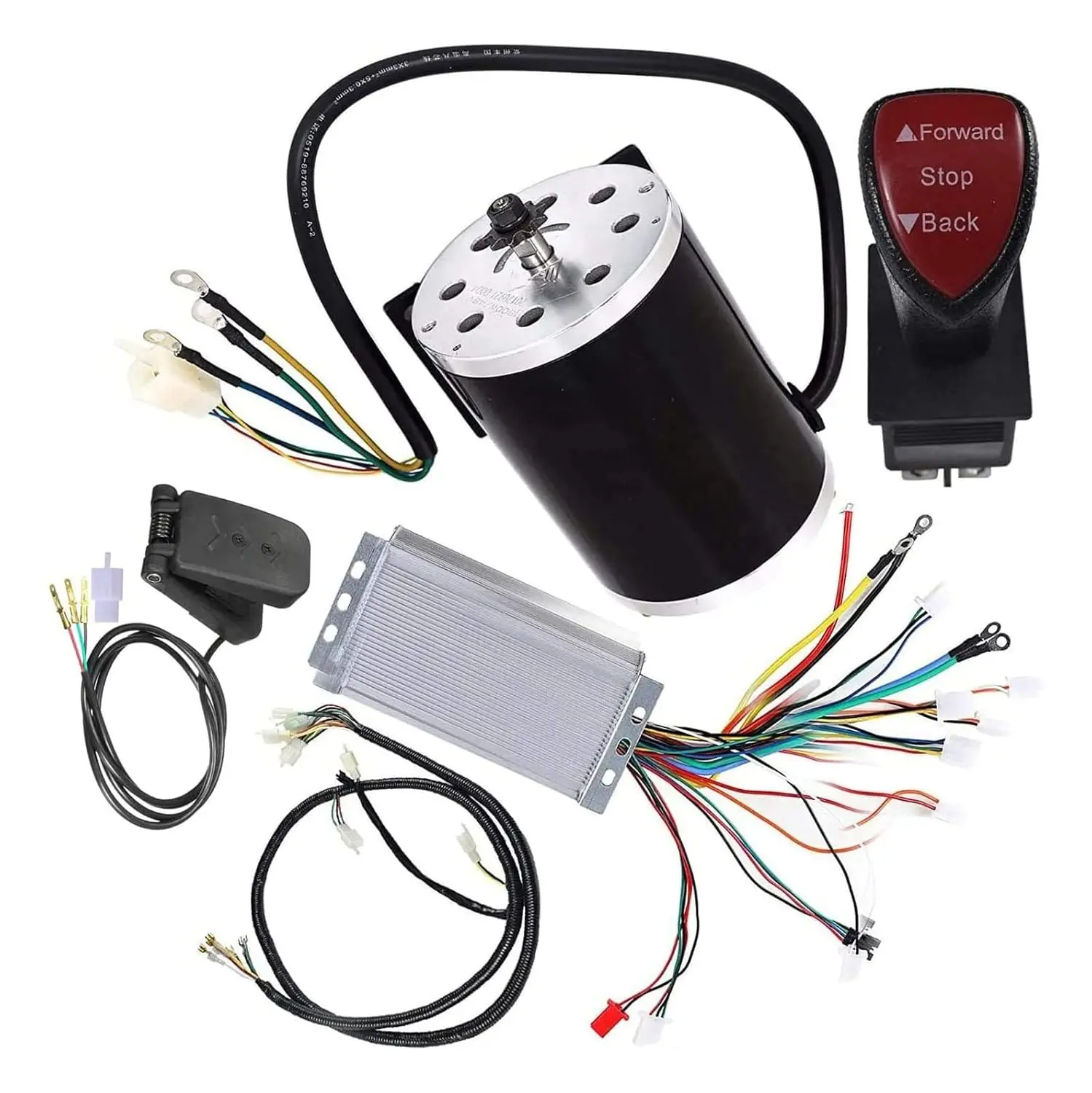 High Speed 48V DC 1800W Brushless Electric Motor & Controller & Wiring Harness & Forward Reverse Switch for e-Bike ATV Go Kart