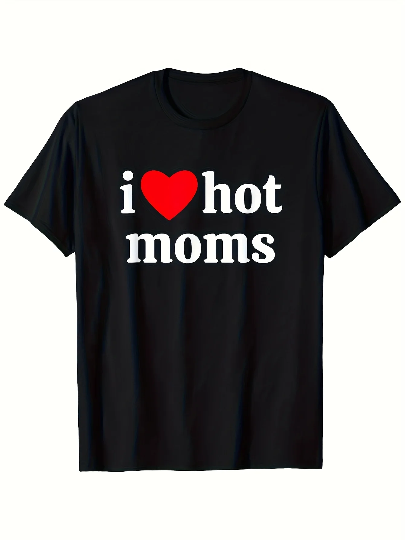 

I Love Hot Mom Graphic T-Shirt with Black, White, and Red Letters, 100% Cotton, Soft, Breathable, Casual Short-Sleeve T-Shirt for Men and Women, 2025 Summer Round-Neck T-Shirt, Casual Clothing, Retro Style, Comfortable Fit