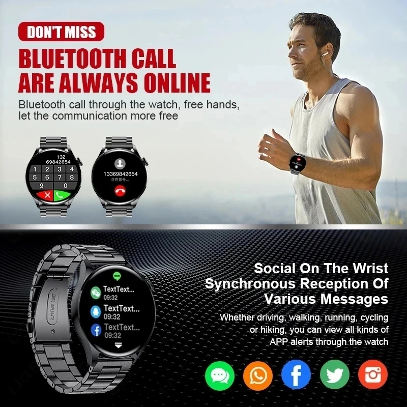 2024 New Smart Watch Heart rate Health Monitor Bluetooth Call NFC GPS Tracker IP68 Waterproof SmartWatch Men For HUAWEI GT4 Pro