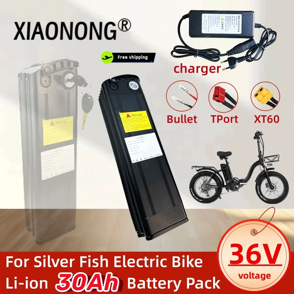 

36V 30Ah Rechargeable Lithium-ion Battery Pack For Silver Fish Style Electric Bike Battery With Aluminum Case Anti-theft Lock