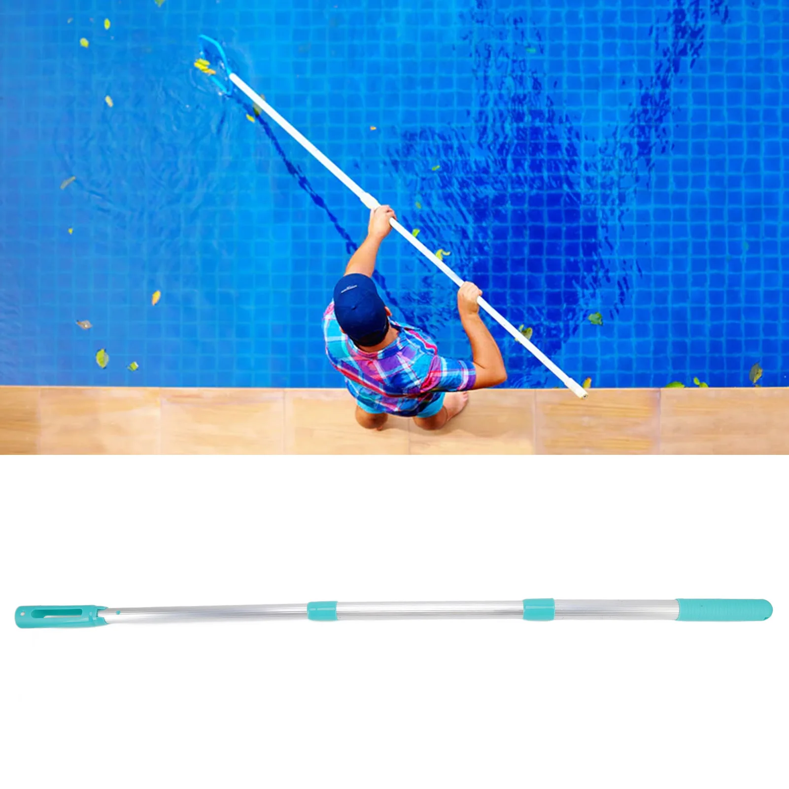 3 Section Telescopic Swimming Pool Pole Detachable Aluminum Swimming Pool Extension Rod for Cleaning Net Swimming Pool Pole