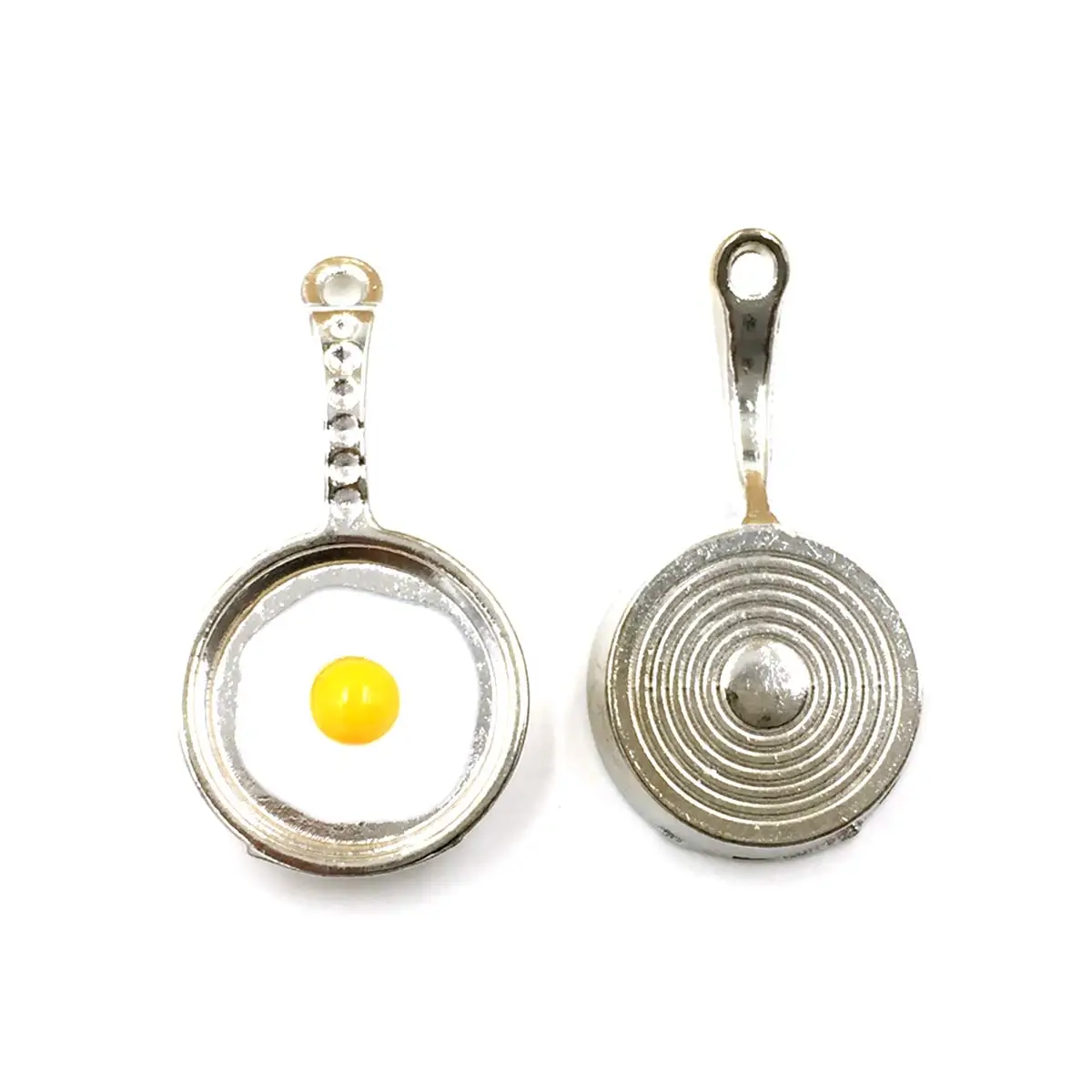 30PCS Creative Kitchen Theme Frying Eggs in Flat Pan Enemal Charm Pendants DIY Handicrafts Decoration Making Accessories