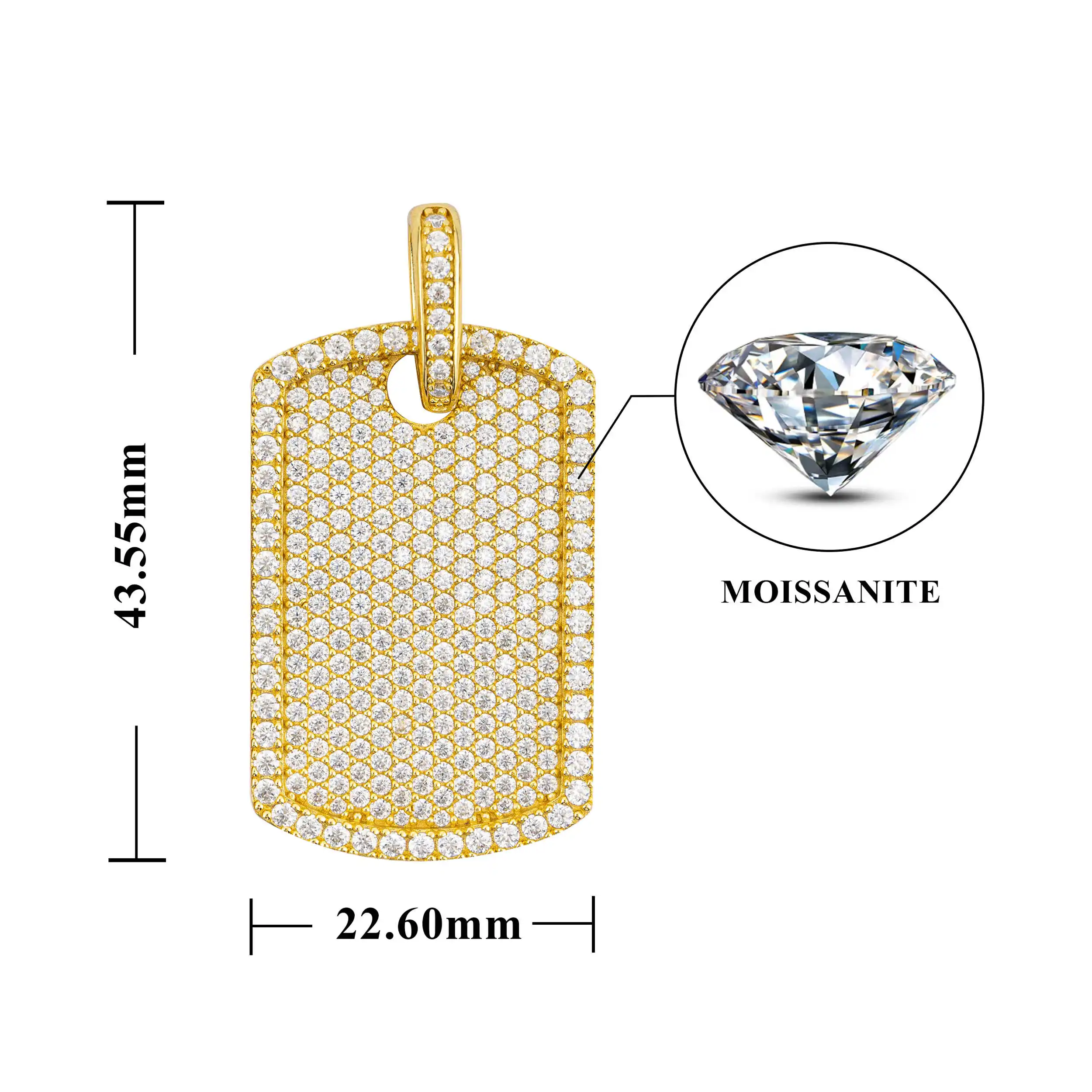 Classic D Color Moissanite Pendant Yellow gold Plated Sparking For Women S925 Silver No Chain For Fine Jewelry New FP2144