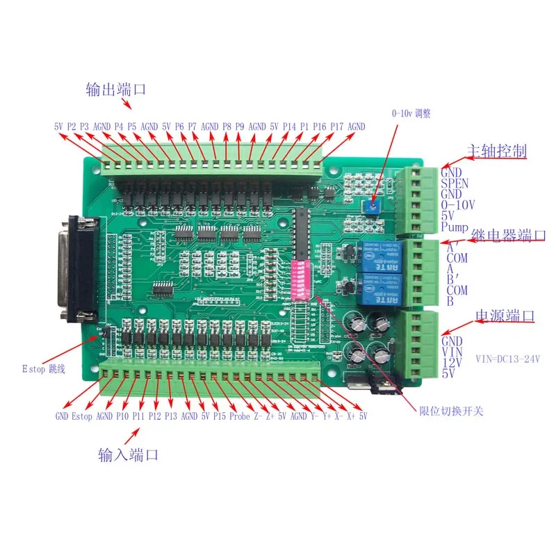 SmallFour-Axis Engraving Interface BoardInverter 0-10V Spindle Closed Loop Control