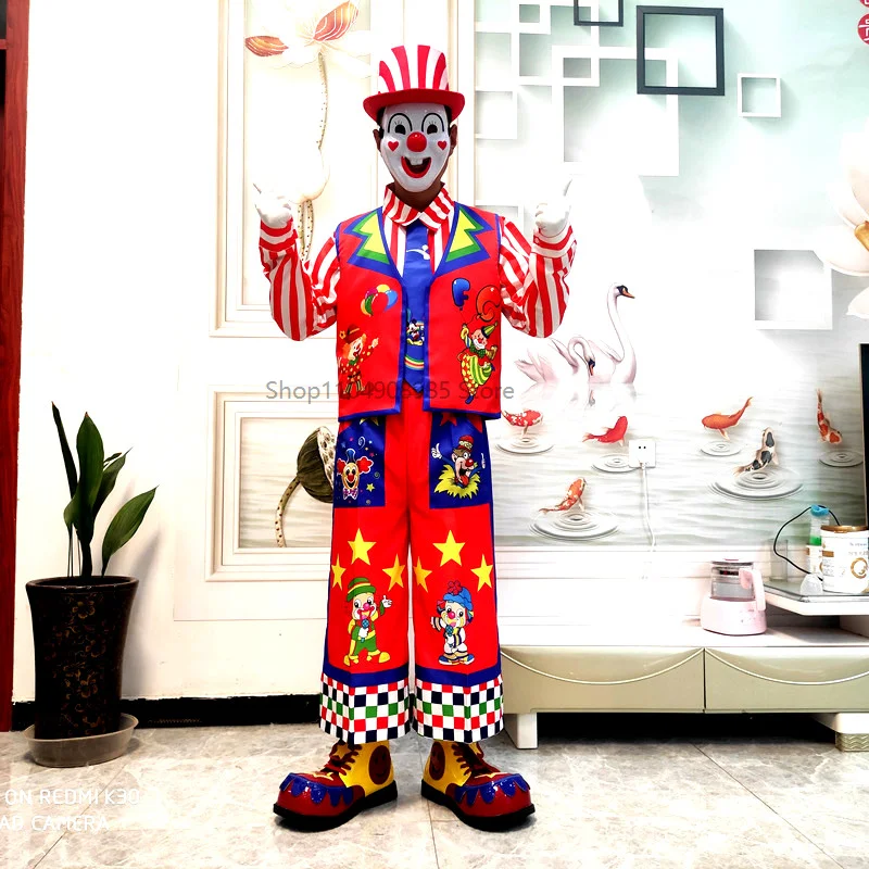 

Костюм клоуна, мужской костюм для выступлений, новая сцена, жилет, рубашка, шляпа, брюки 2025