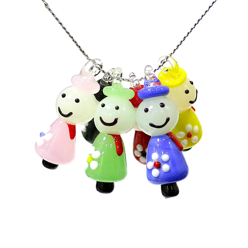 

2pcs New Cute Mini Doll Charm Glass Pendant Kawaii Ornaments for Handmade Necklace Earrings Accessories DIY Girls Jewelry Making