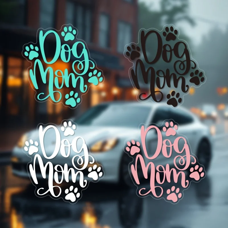 

Dog Mom Paw Print Vinyl Sticker Waterproof Decal for Car Window Makeup Mirror Laptop Decor