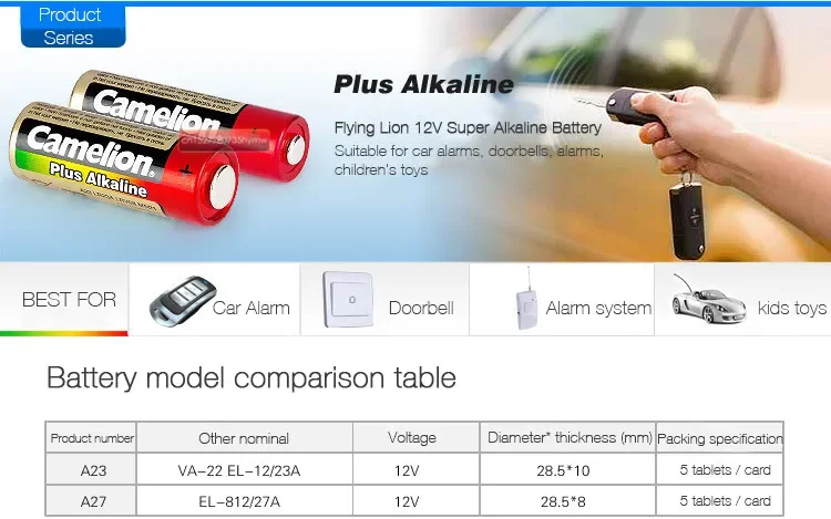 2 قطعة/الوحدة Camelion 12 فولت 27A MN27 27A L828 A27 سوبر القلوية بطارية ل جرس الباب التحكم عن بعد مضيا الخ