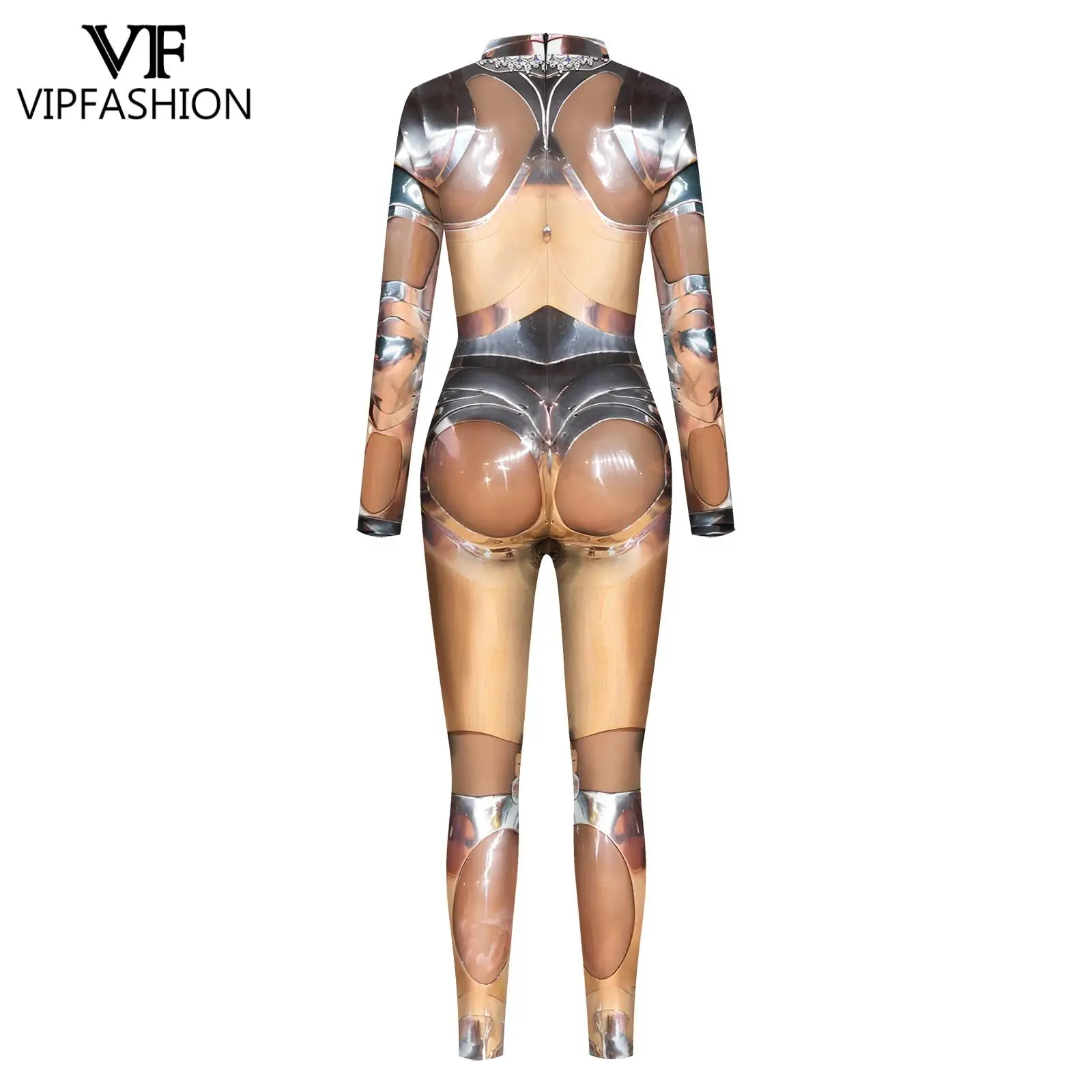 Vip Fashion Punk Robot Zentai Pak Vrouwen 3d Digitale Jumpsuit Sexy Bodysuit Festival Party Catsuit Fashion Cosplay Kostuum