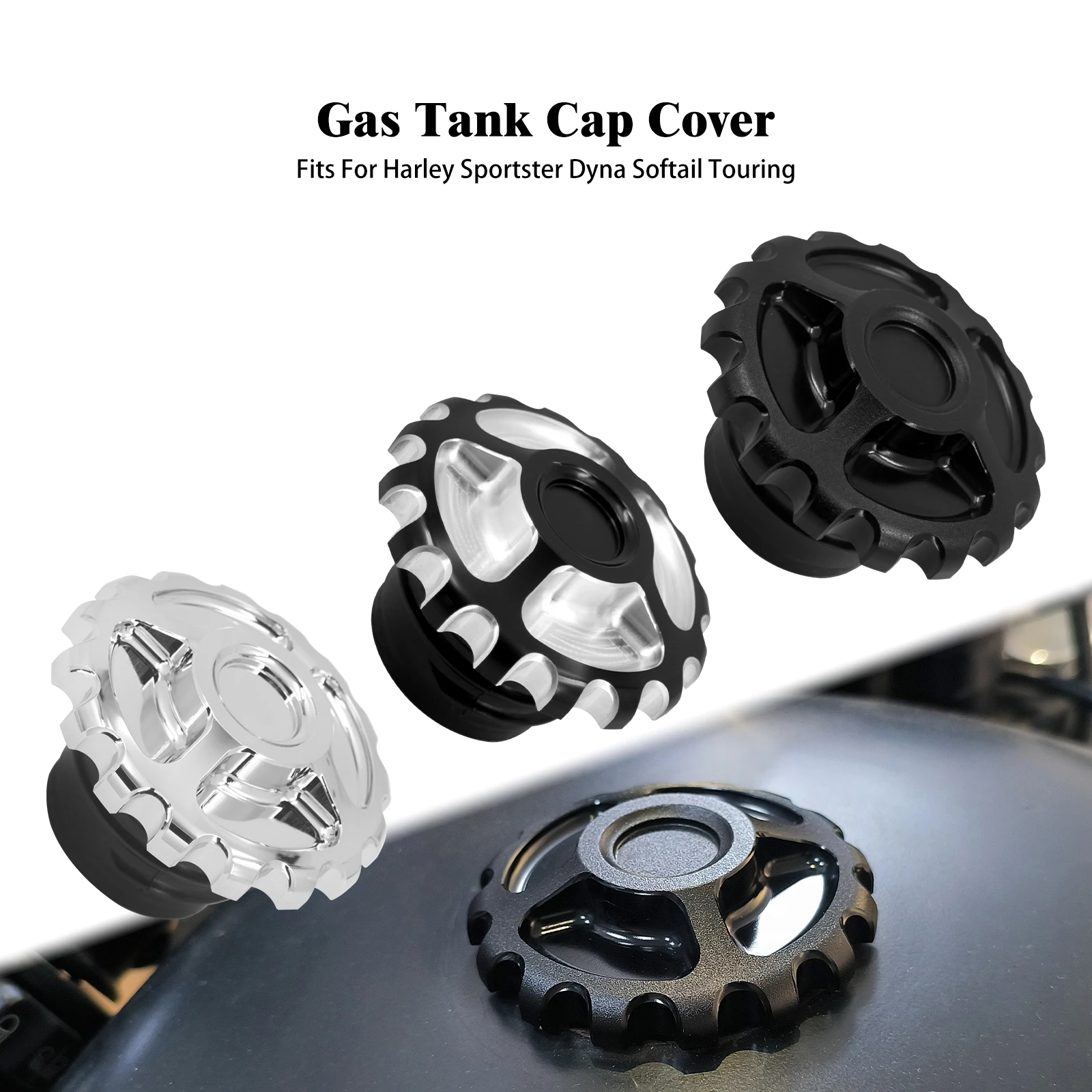 

Motorcycle Vented Gas Tank Cap For Harley Softail Fat Bob Breakout FLHC Touring Road King Sportster XL 883 1200 Fuel Tank Cover