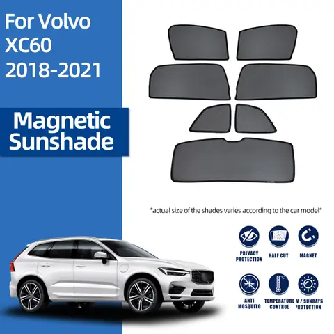 볼보 XC60 MK2 2018-2024 자기 자동차 차양 쉴드 앞 유리 프레임 커튼 후면 베이비 윈도우 썬 쉐이드 바이저