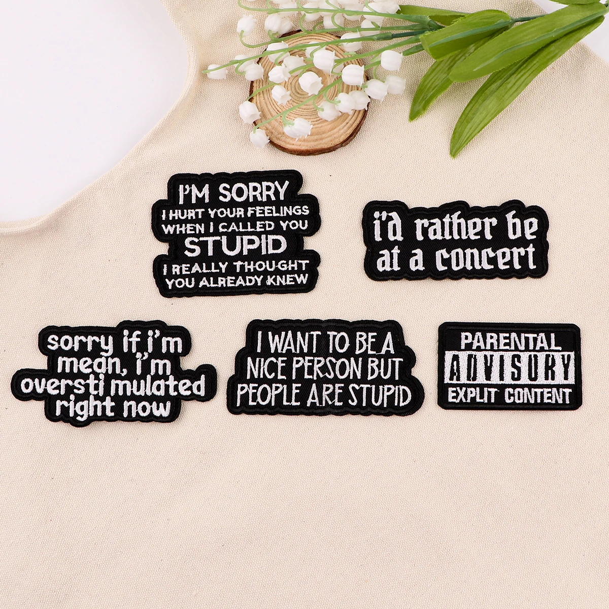 Letters Black Embroidery Patch Funny Quotes Iron On Patches For Clothing Thermoadhesive Patches On Clothes DIY Sew Badges