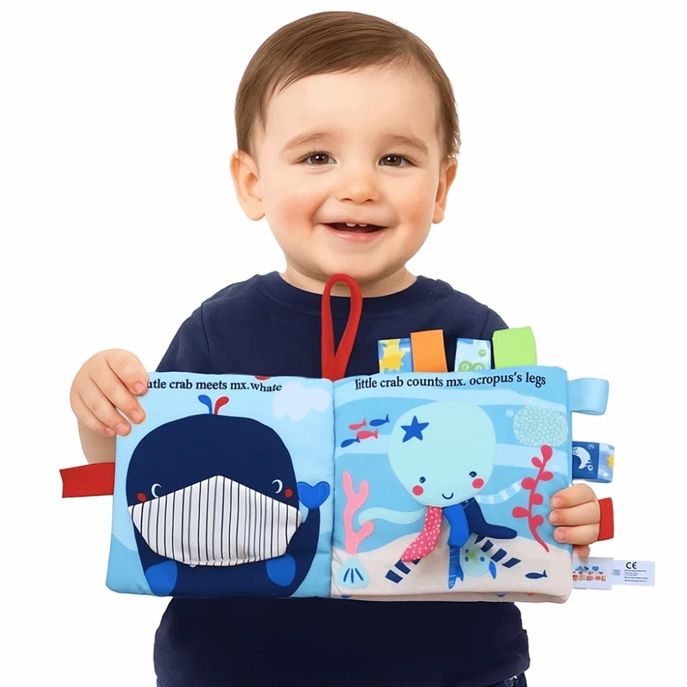 Funny Baby Learning Book Sensory Book Colorful Cloth Book Smooth Surface Developing Sensory Early Learning Enlightenment Book