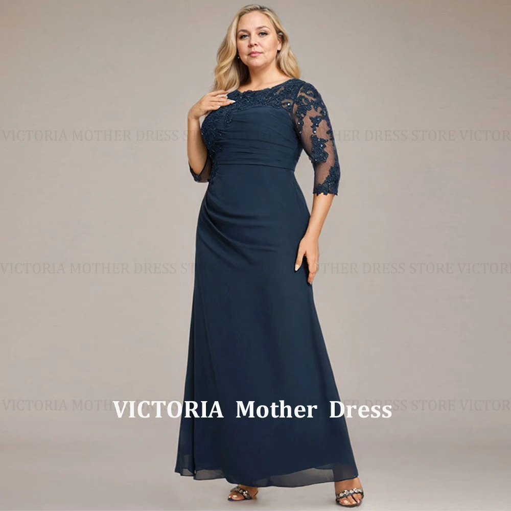 VICTORIA Customized Elegant Mother of the Bride Dresses 2025 A-line Chiffon Lace Wedding Guest Party Gowns Pleat Sequins Beading