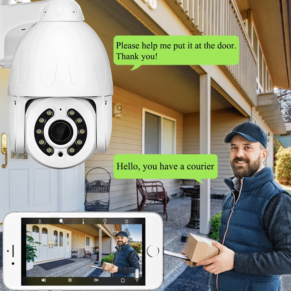 Security POE UHD 4K 8MP Sony415 5X 10X Auto Zoom 5MP PTZ Dome Two Way Audio AI Humanoid Tracking IR/Color Night Vision