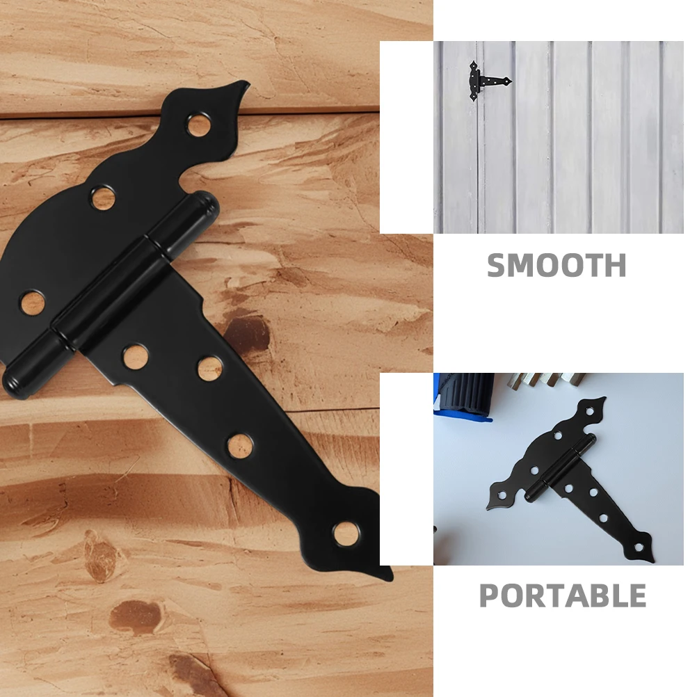 Черная Т-образная петля, сверхмощные дверные петли для сарая, фурнитура для ворот сарая, кованое железо, наружное деревянное крепление для забора для домашнего сада