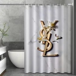 Bath Y-yves Saint Laurent Logo Shower Curtain for Bathroom Accessories Sets Luxury Curtains for Bedrooms Folding Partition the