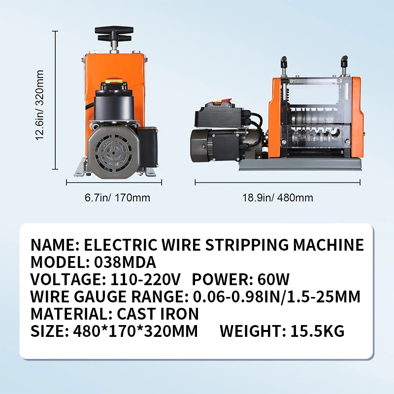 Automatic Wire Stripping Machine 1.5-25 mm Electric Motorized Cable Stripper 7 Channels Wire Peeler For Scrap Copper Recycling