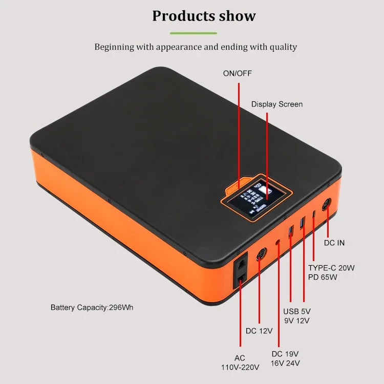 Banco portátil del poder de la CA 150W de los cargadores 80000mah pd 65w de la central eléctrica del ordenador portátil de los bancos de energía portátiles del powerbank