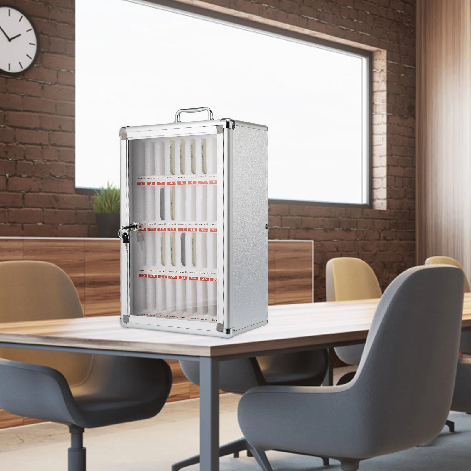 Armoire de Rangement Murale en Alliage d'Aluminium, avec Serrure (36 Fentes), pour ret, Fuchsia