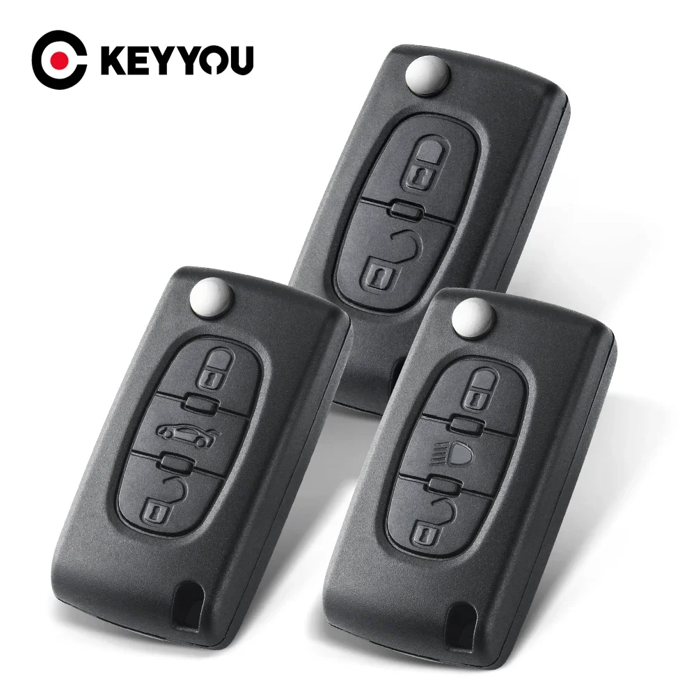 

KEYYOU 2/3/4 Buttons Remote Car Key Shell Case For Peugeot 207 208 307 308 408 Partner HU83/VA2 Blade CE0536/CE0523