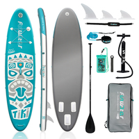 FunWater Inflatable Stand up Paddle Board Surfing SUP 320cm X 84cm X 15cm Complete Paddling Board Accessories for Water Sports