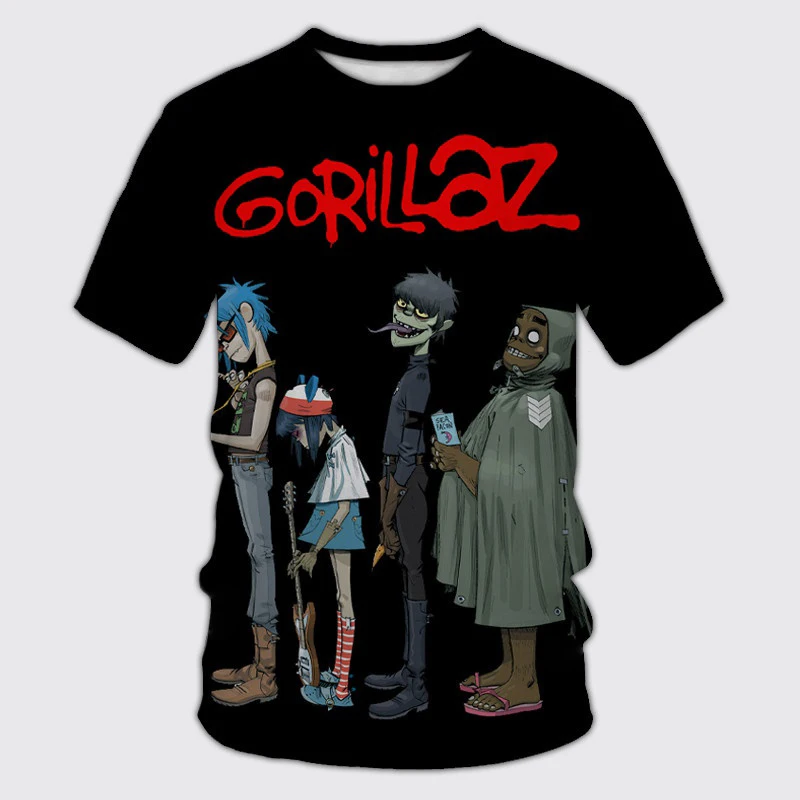 Gorillaz Rock Band T-Shirts 3D Print Summer Men\'s Woman Short Sleeve T Shirt Streetwear Oversized Harajuku Tops Tee Men Clothing