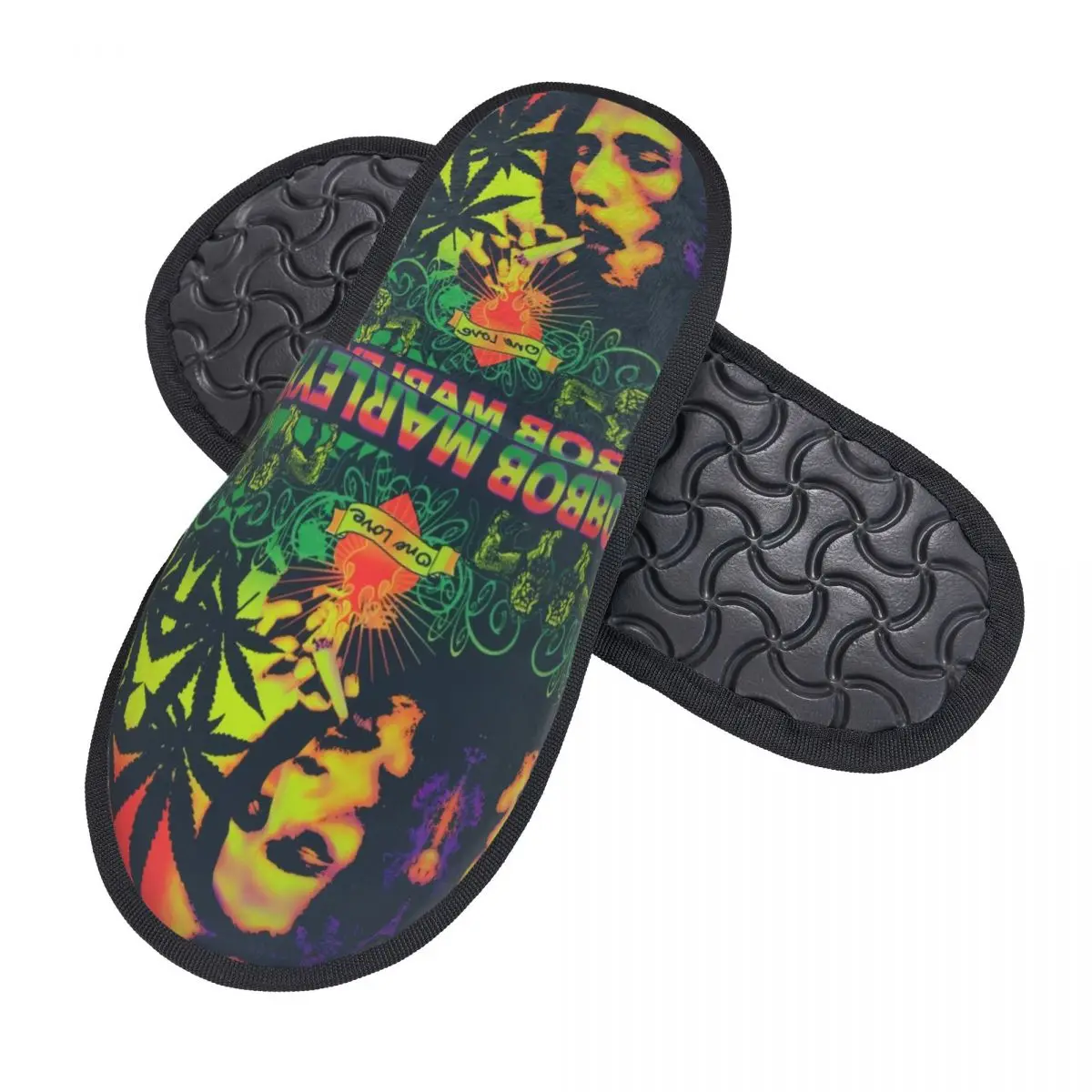 Custom Jamaica Singer Reggae Rock Bob Marley Comfy Scuff Memory Foam Slippers Women Spa House Shoes