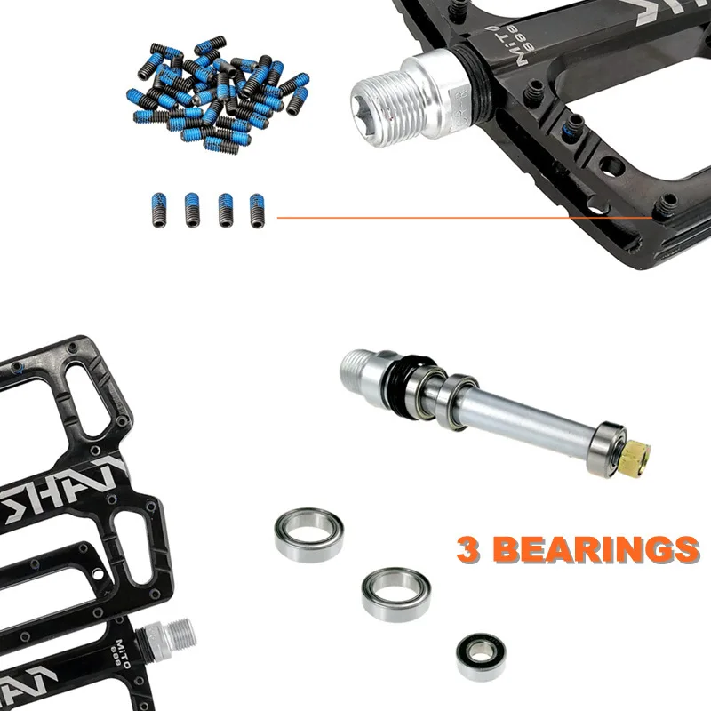 초경량 알루미늄 산악 도로 자전거 플랫폼 페달, MTB 광택 중공 미끄럼 방지, 3 베어링, 사이클링 액세서리