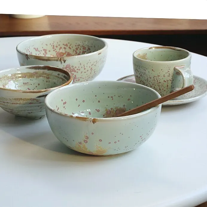 LMM retro rich color series powder crystal soup plate Japanese ramen bowl