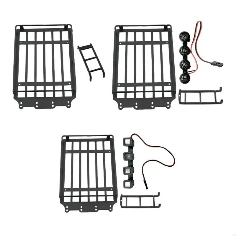 CORB Luggage Carriers Metal Roof Rack and Ladder for Remote Control Car Decoration Modified Kits for 1/18 Offroad Crawler Car