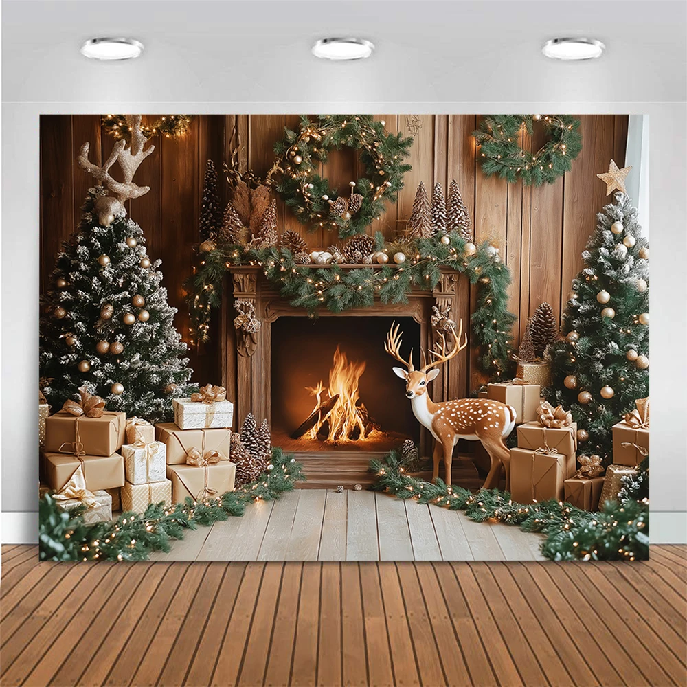 عيد الميلاد الغزلان الموقد خلفيات للتصوير الفوتوغرافي الكبار الاطفال صورة التصوير خلفية سانتا غرفة العمل صور استوديو الدعائم #3