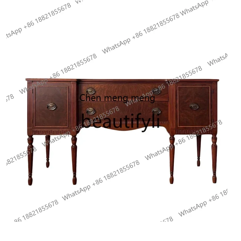 

G Solid wood retro carved foyer entrance living room decorative cabinet medieval storage side cabinet
