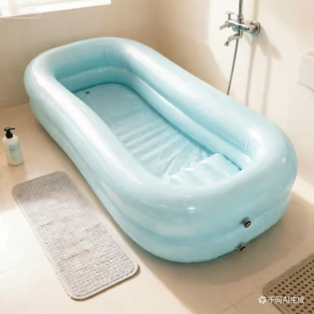 Portable Inflatable Bathing Pool for Elderly, Foldable PVC Water Mattress for Bedridden Patients, Anti-Decubitus Bath Tub