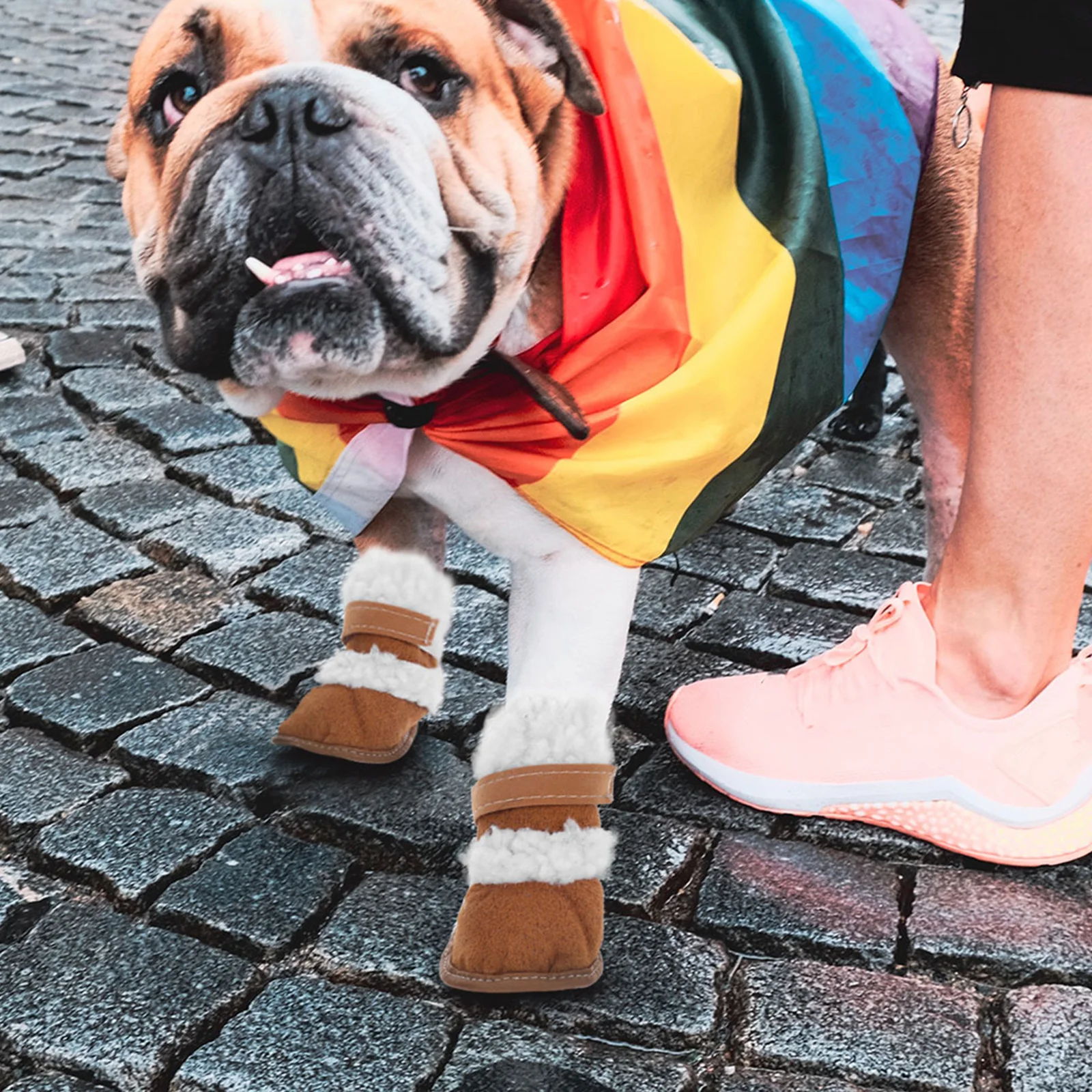 

4pcs Snow Boots Set Lamb Wool Lined Dog Hiking Shoes Waterproof Anti Skid Pet Winter Boots For Puppies Outdoor Walking