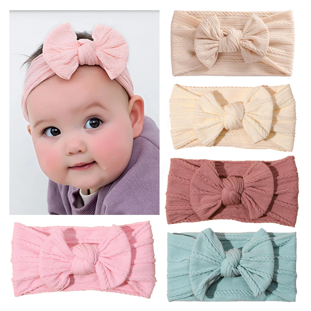 Sweet Newborn Baby Headband For Girls Elastic Cable Children Turban Baby Bow Soft Nylon Kids Headwear Baby Girl Hair Accessories