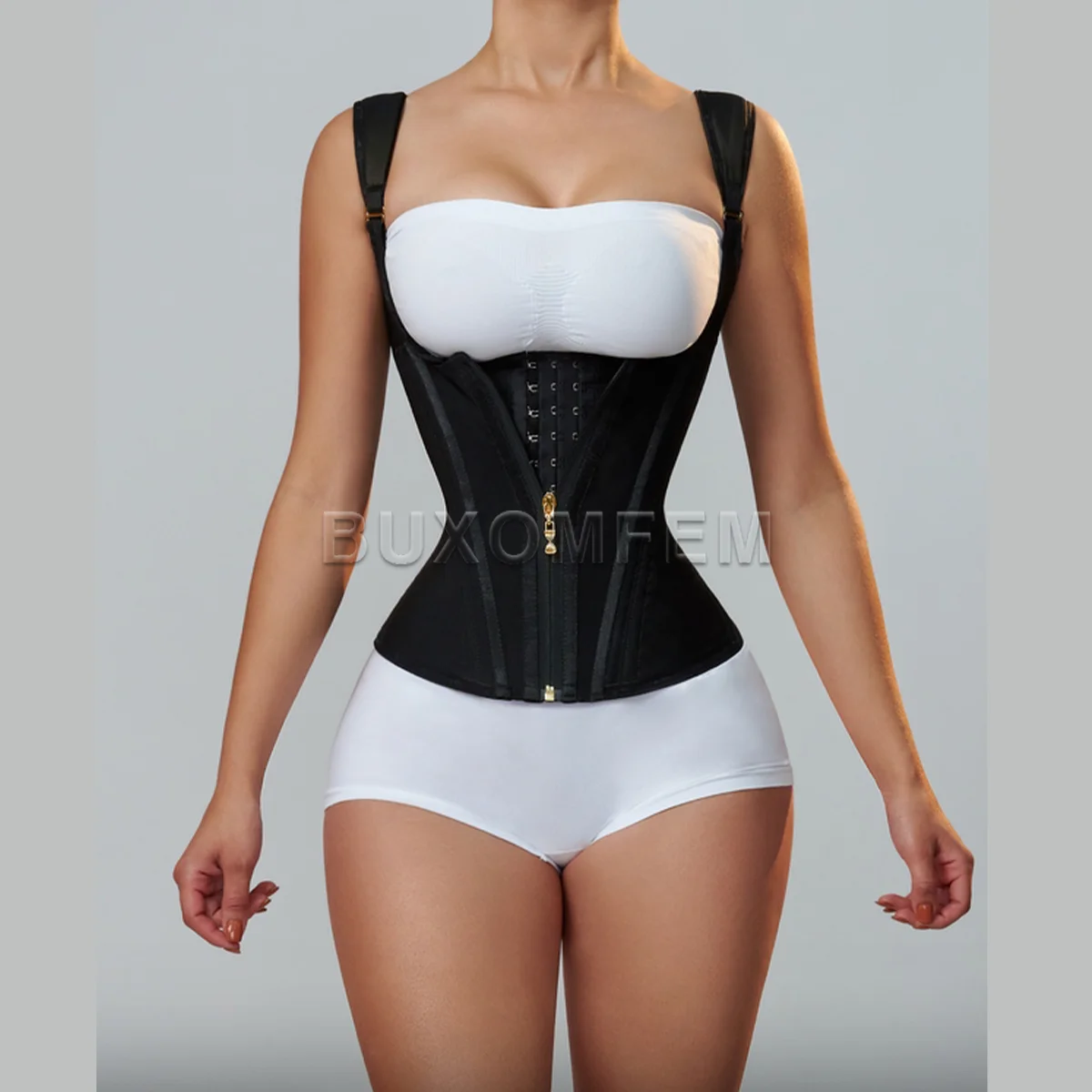 Fajas Colombians Girdles with Row Buckle and Zipper Unique Postpartum BBL Corset Binder Waist Body Shaper for Women Post Surgery