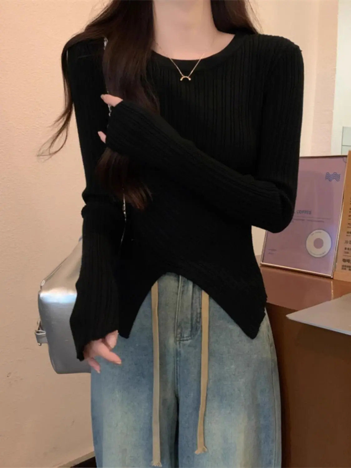 البلوزات لاعبا البلوفرات امرأة الفراء مثير نمط الخريف هامش الطبيعة أومبير طوق نغمي دافئ أنيق لينة الموسمية العادية OL