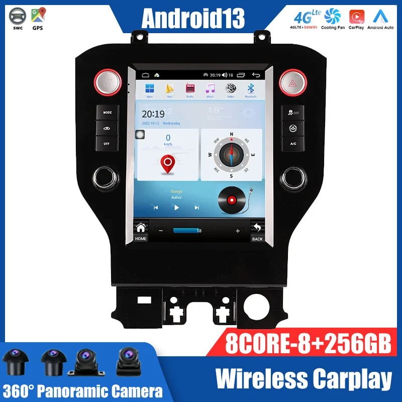 

Android 13 Tesla Screen For Ford Mustang 2015-2019 Car Radio 1Din Multimedia Stereo Video Player GPS Head Unit Carplay