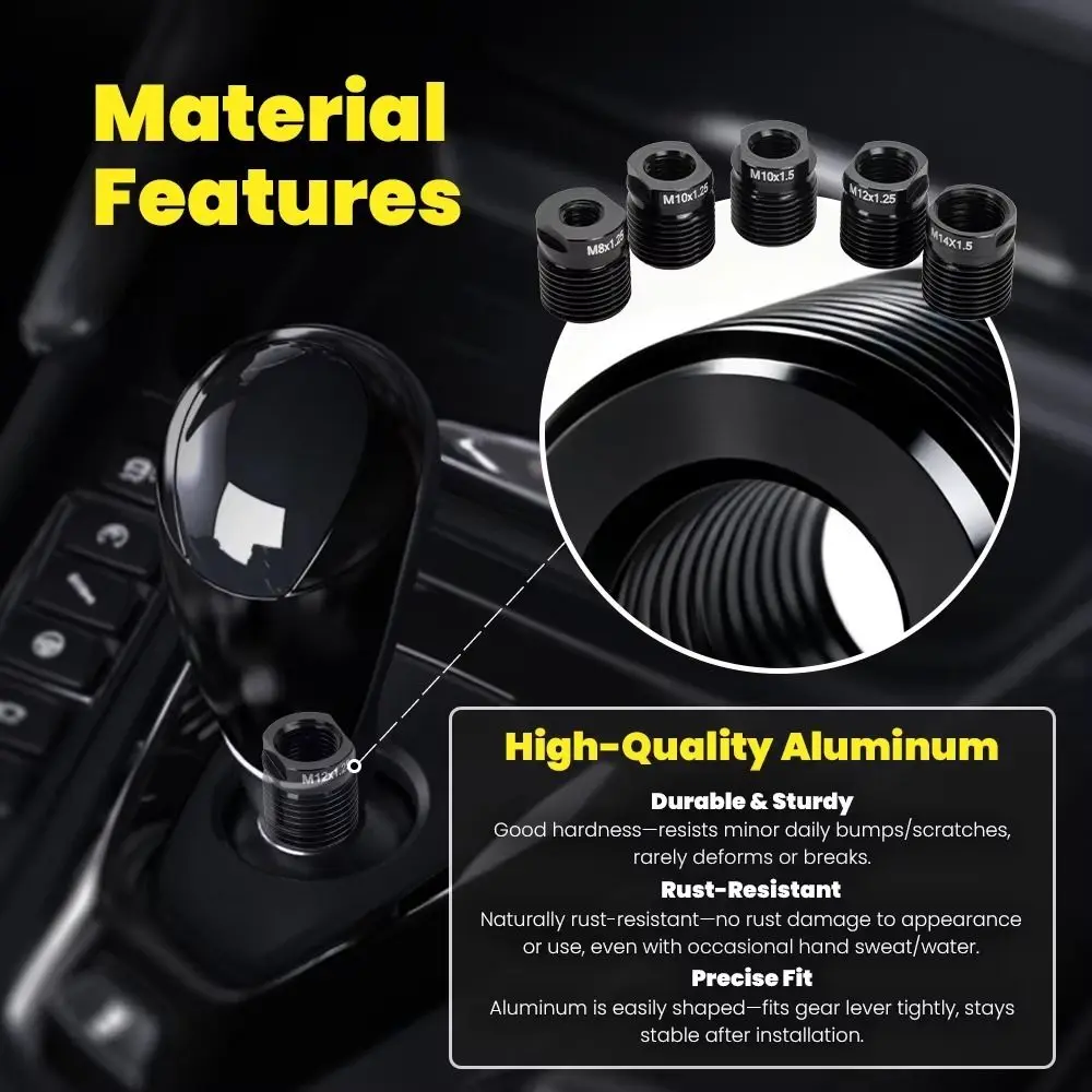 Accessories Aluminum Material Shift Knob Adapter Inside Thread Black Thread Adapter Gear Knob Adapter