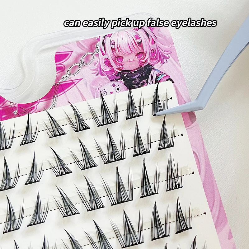 BQI 100 Clusters Sunflower Style Glue-Free False Eyelashes 10-13MM C-curled Enlarge Eyes Easy to Wear Self-Adhesive Lashes