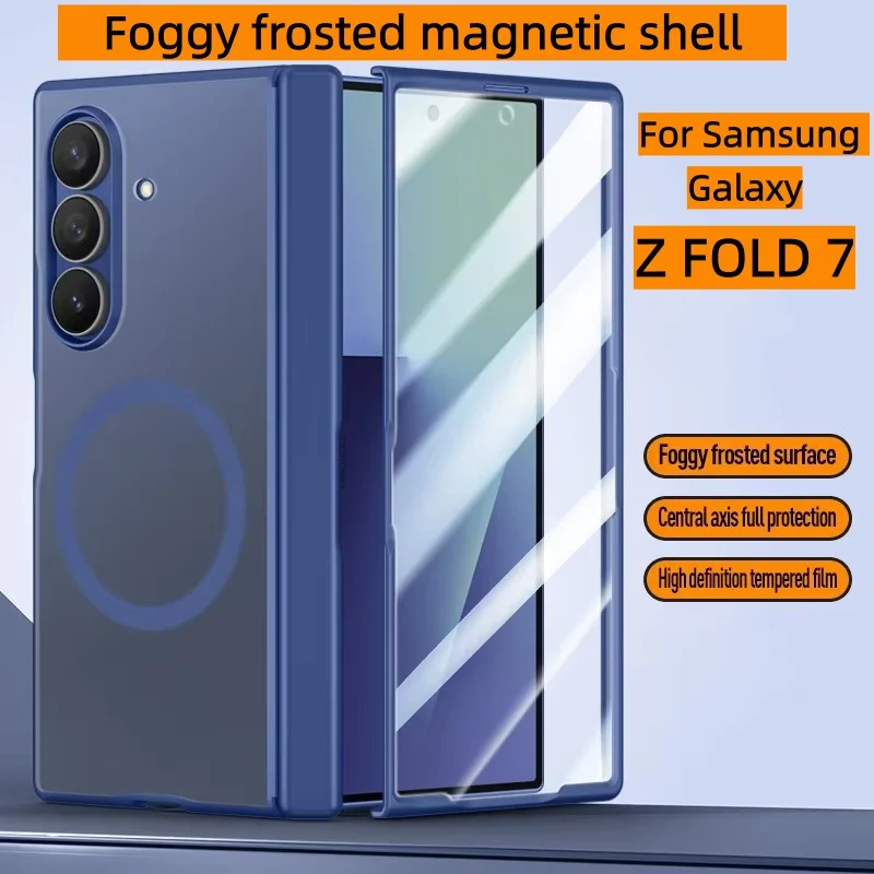 Для Samsung Galaxy Z Fold 7 5G с защитной пленкой для экрана для Magsafe, магнитная беспроводная зарядка, матовый противоударный чехол с петлей
