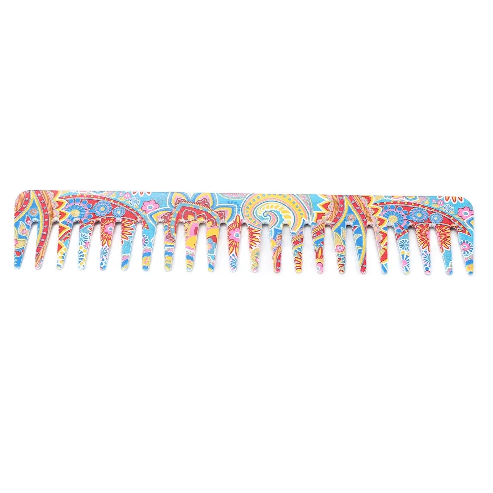 Exquisite Pattern Wide Tooth Comb Portable Anti-Static Hair Detangling Comb ABS Material Durable Detangling Comb Salon Use