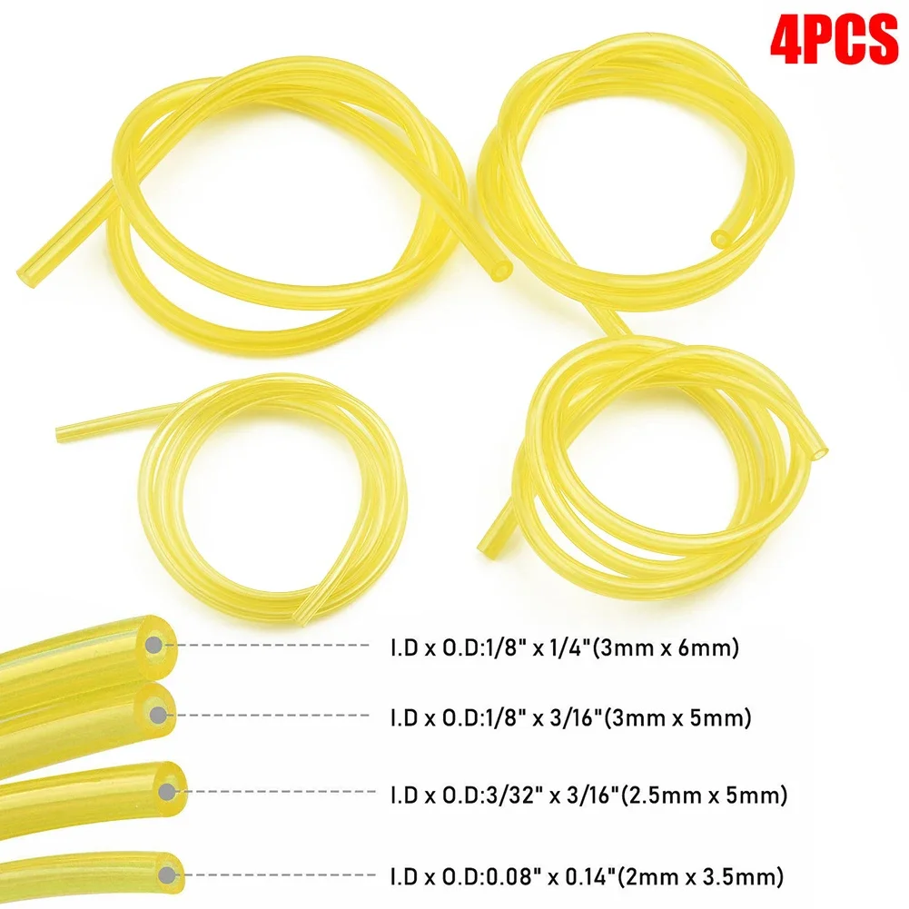 4pcs Petrol Fuel Pipe Line Hose With 4 Sizes For Ordinary 2-Stroke Small Engines For Strimmers Trimmer Chainsaws Saw